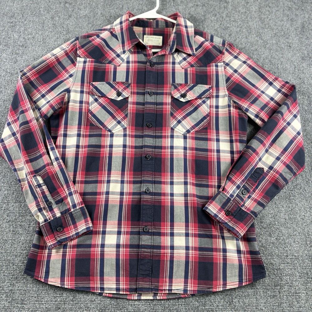 Getused Jeans Mens 100 Shirt Red Plaid Western Pocket